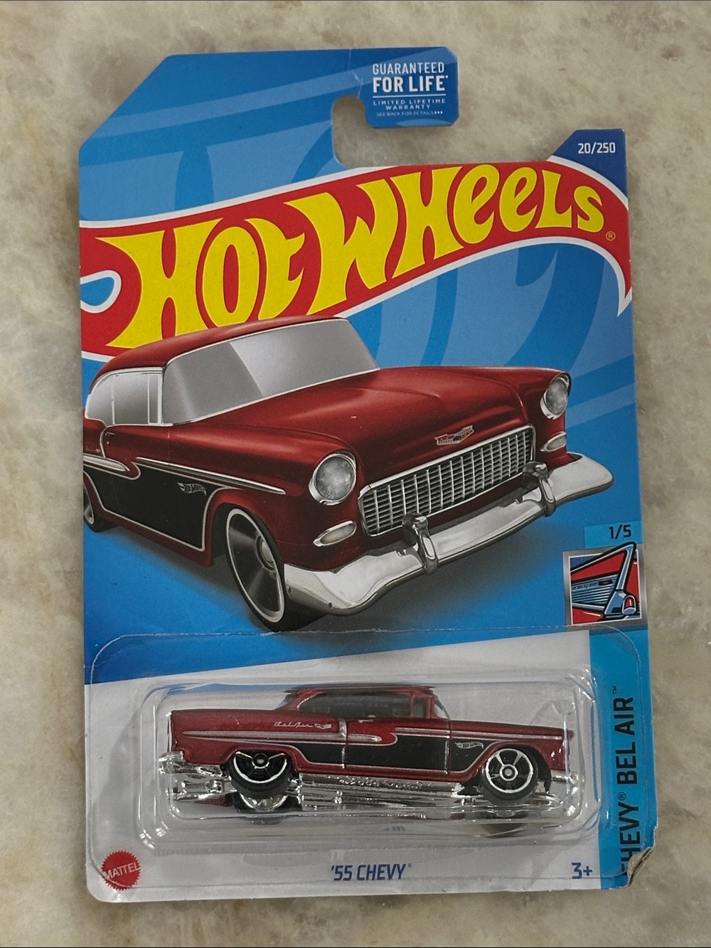 Hot Wheels '55 Chevy Bel Air Toy Car - Red & Black